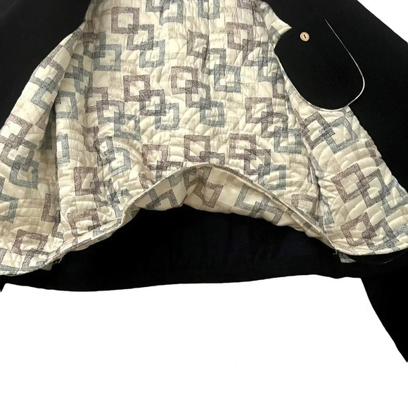 Travota Wool Blend Embroidered Black Waist Jacket With Quilted Lining Size MED - Picture 10 of 13